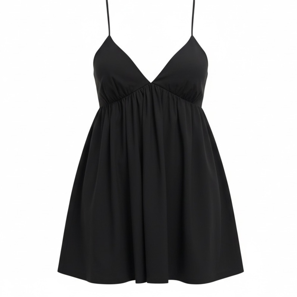 Reformation Amara Black Mini Sundress with Spaghetti Straps